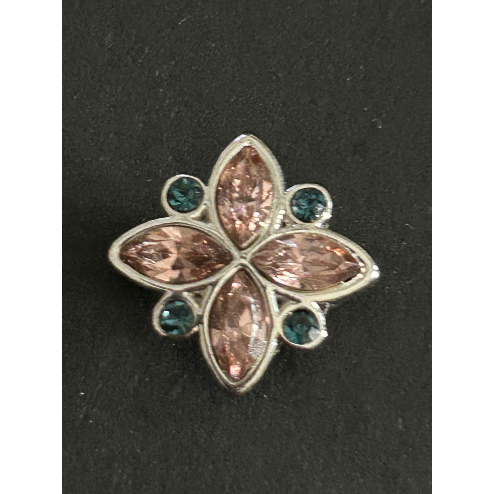 Jewelry Snap Women Mini Pink Good Crystal Flower Silver Tone Magnolia And Vine 14$